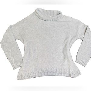 Light Gray/Grey Soft Cowl Neck Knitted Ribbed High-Low Warm Sweater time & true